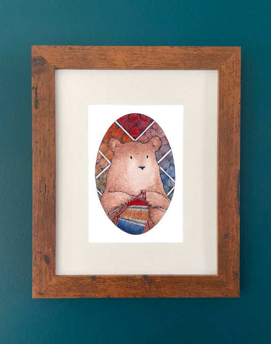 "Knitting Bear" Fine Art Print ©Cara Finnerty Coleman