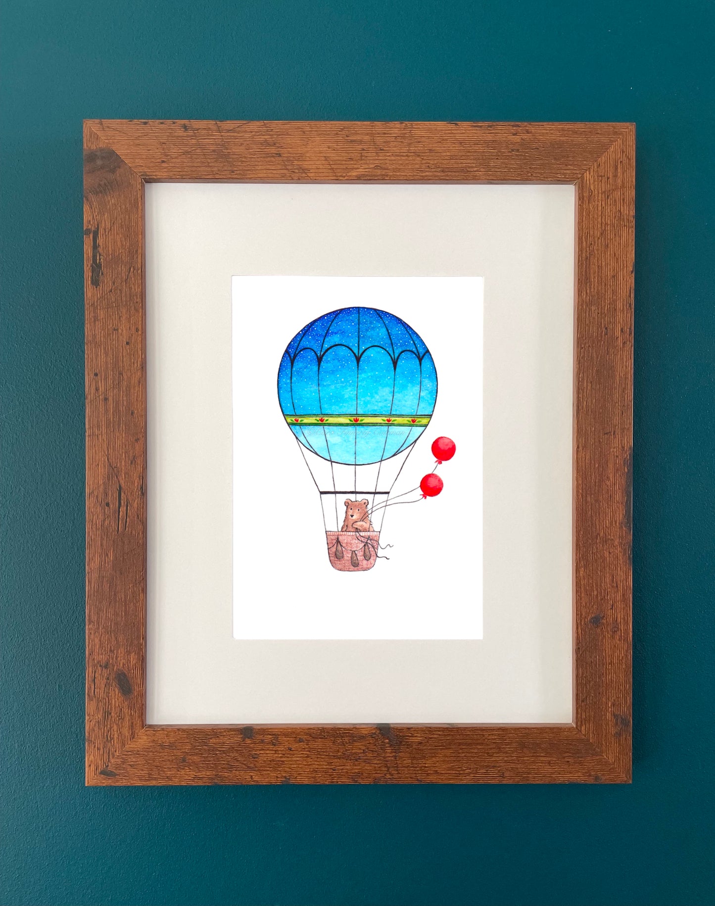 "Balloon Bear" Matted Fine Art Print ©Cara Finnerty Coleman
