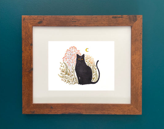 "Black Cat" Matted Fine Art Print ©Cara Finnerty Coleman