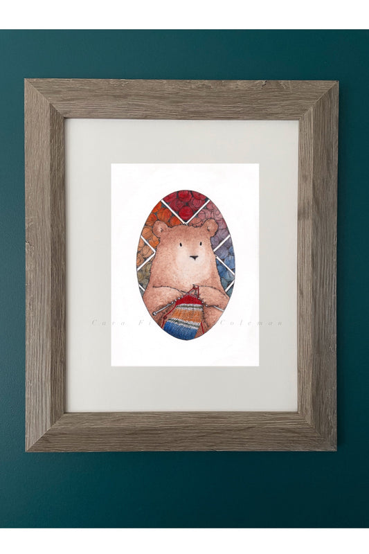 "Knitting Bear" Fine Art Print ©Cara Finnerty Coleman