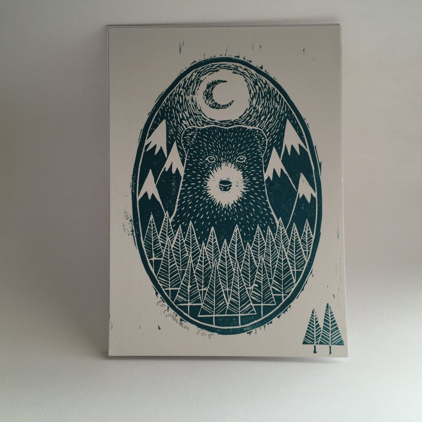 "Big Bear Mountain" Linoleum Block Print ©Cara Finnerty Coleman