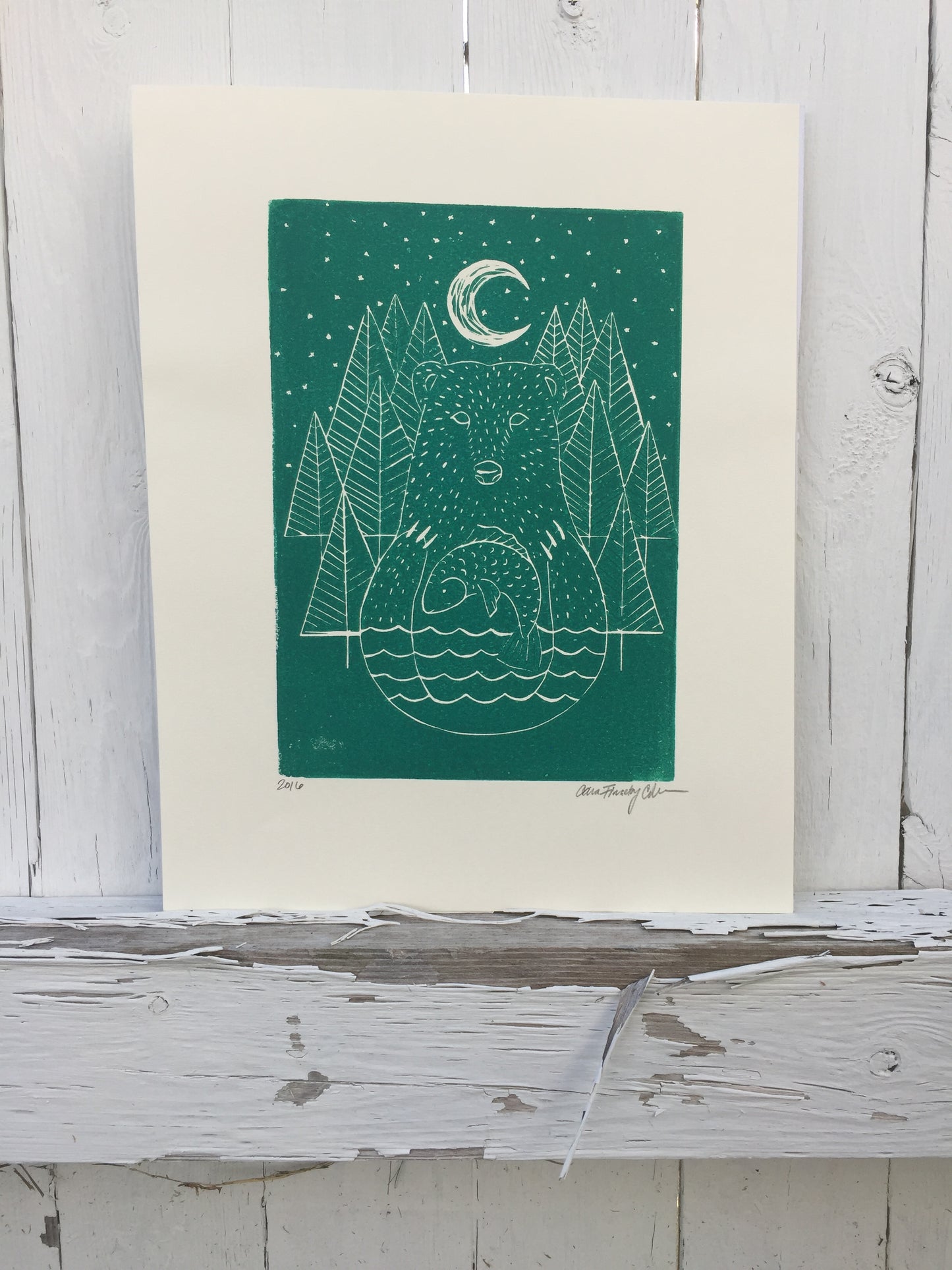 "Gone Fishing" Linoleum Block Print ©Cara Finnerty Coleman