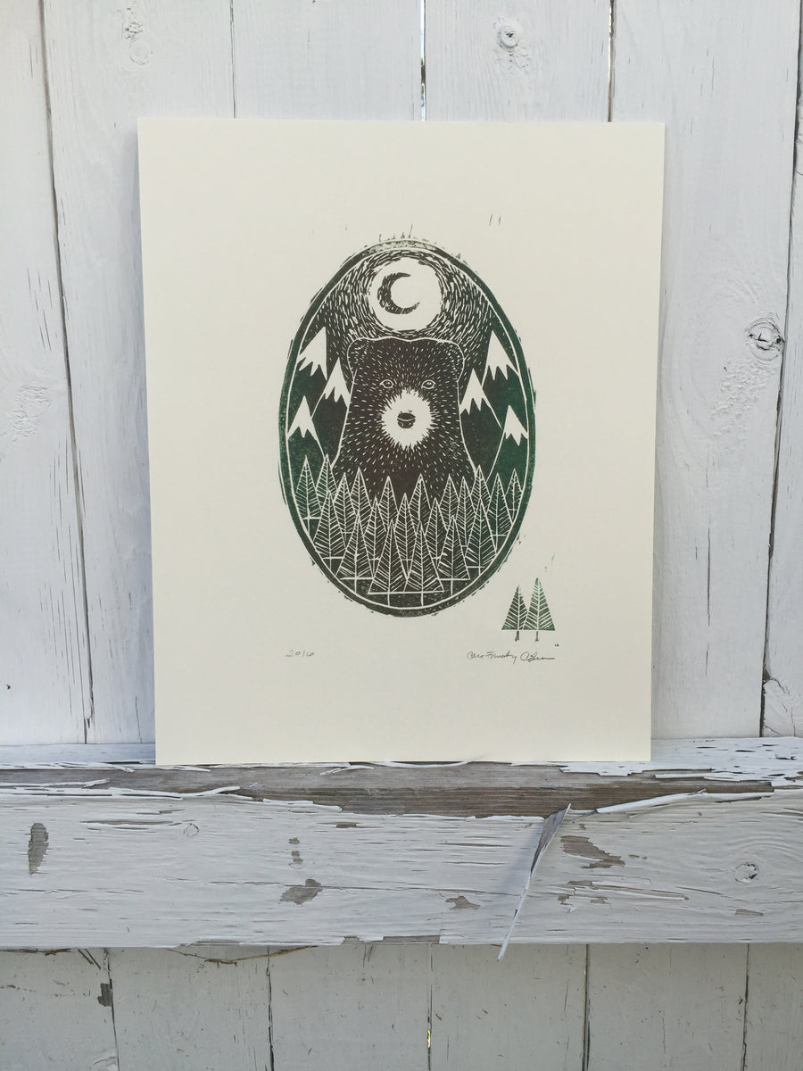 Forest Spirit Fox Linoleum Block Print ©Cara Finnerty Coleman – Little  Bear Illustration