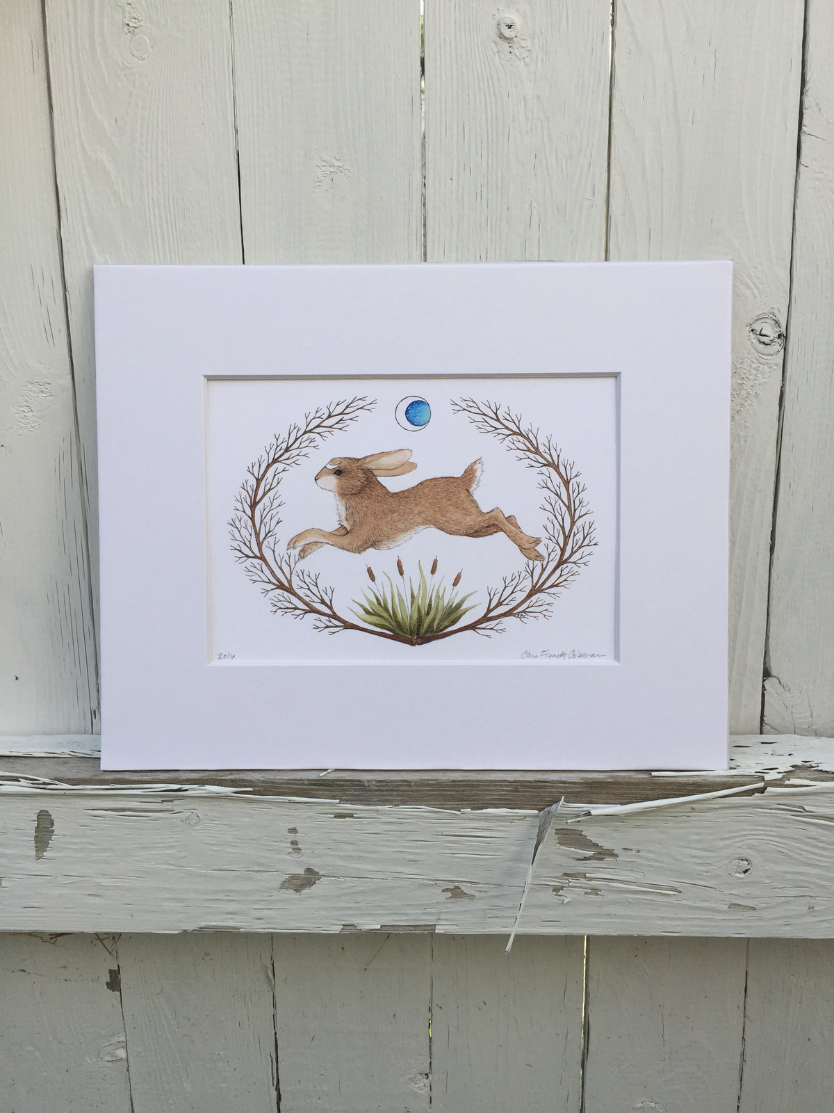 "Run Rabbit Run" Matted Fine Art Print ©Cara Finnerty Coleman