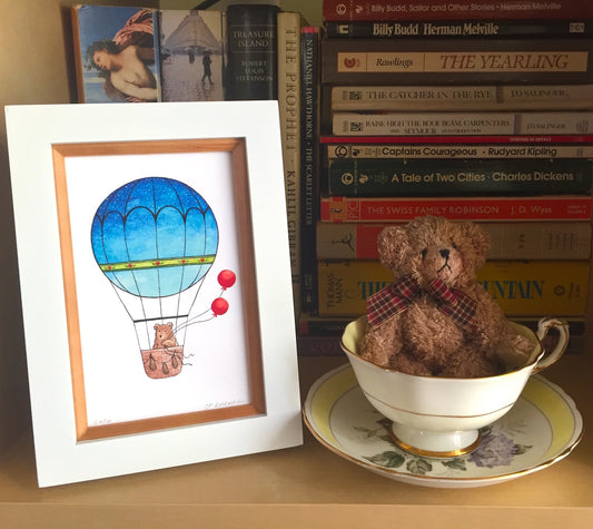 "Balloon Bear" Matted Fine Art Print ©Cara Finnerty Coleman