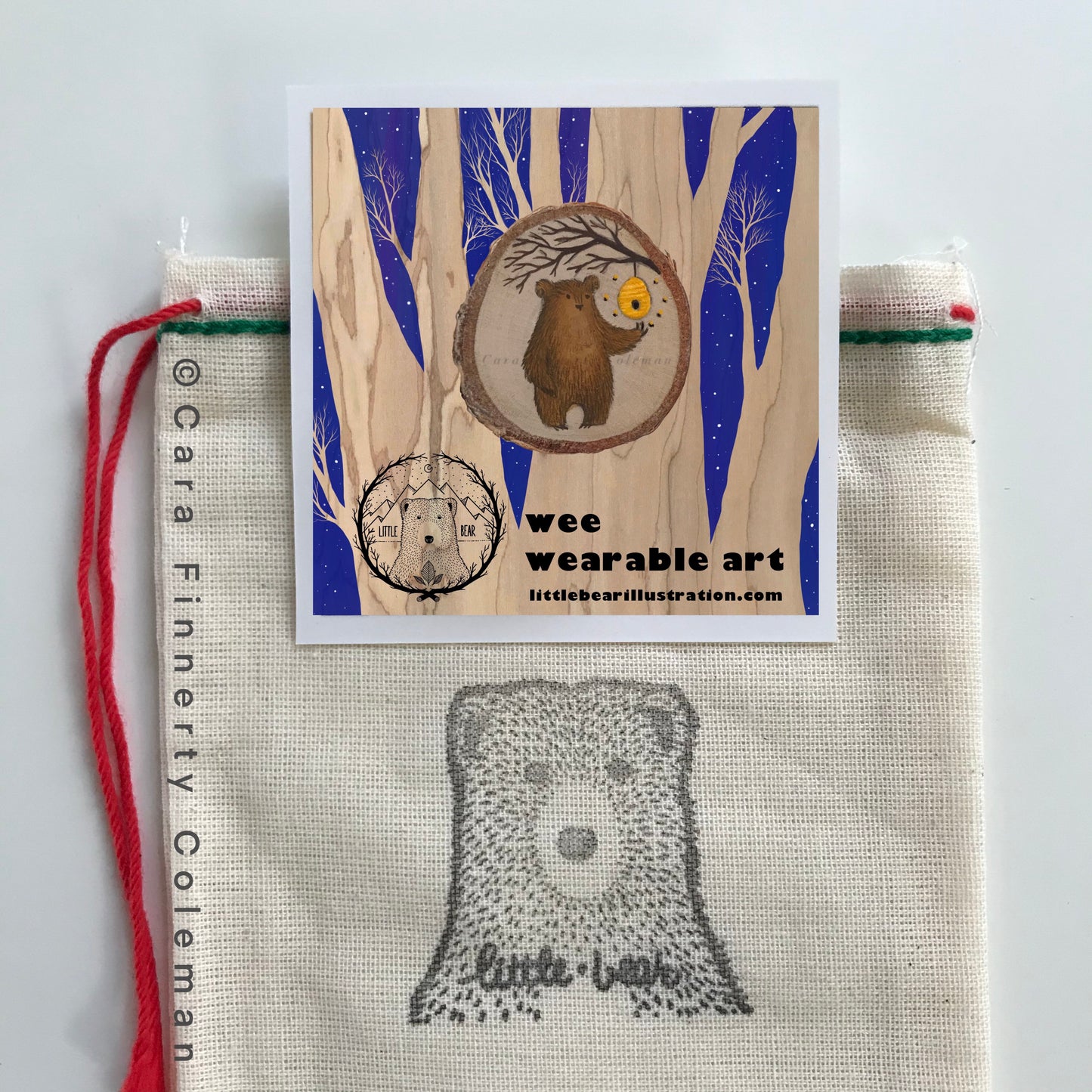 Hand-Painted Oh, Honey! Bear Wooden Brooch©Cara Finnerty Coleman