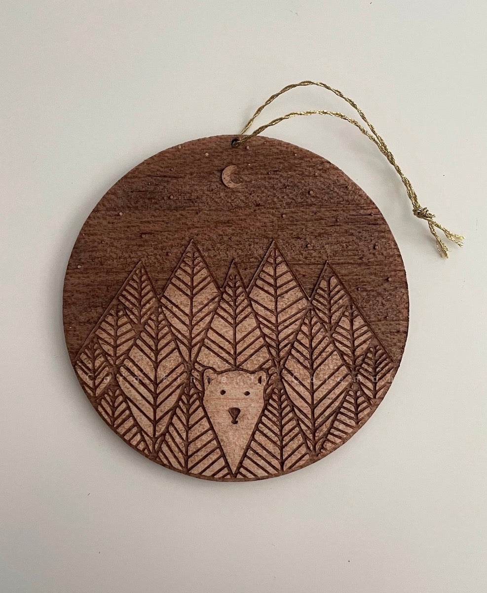 Balsa Bear Wooden Holiday Ornament ©Cara Finnerty Coleman