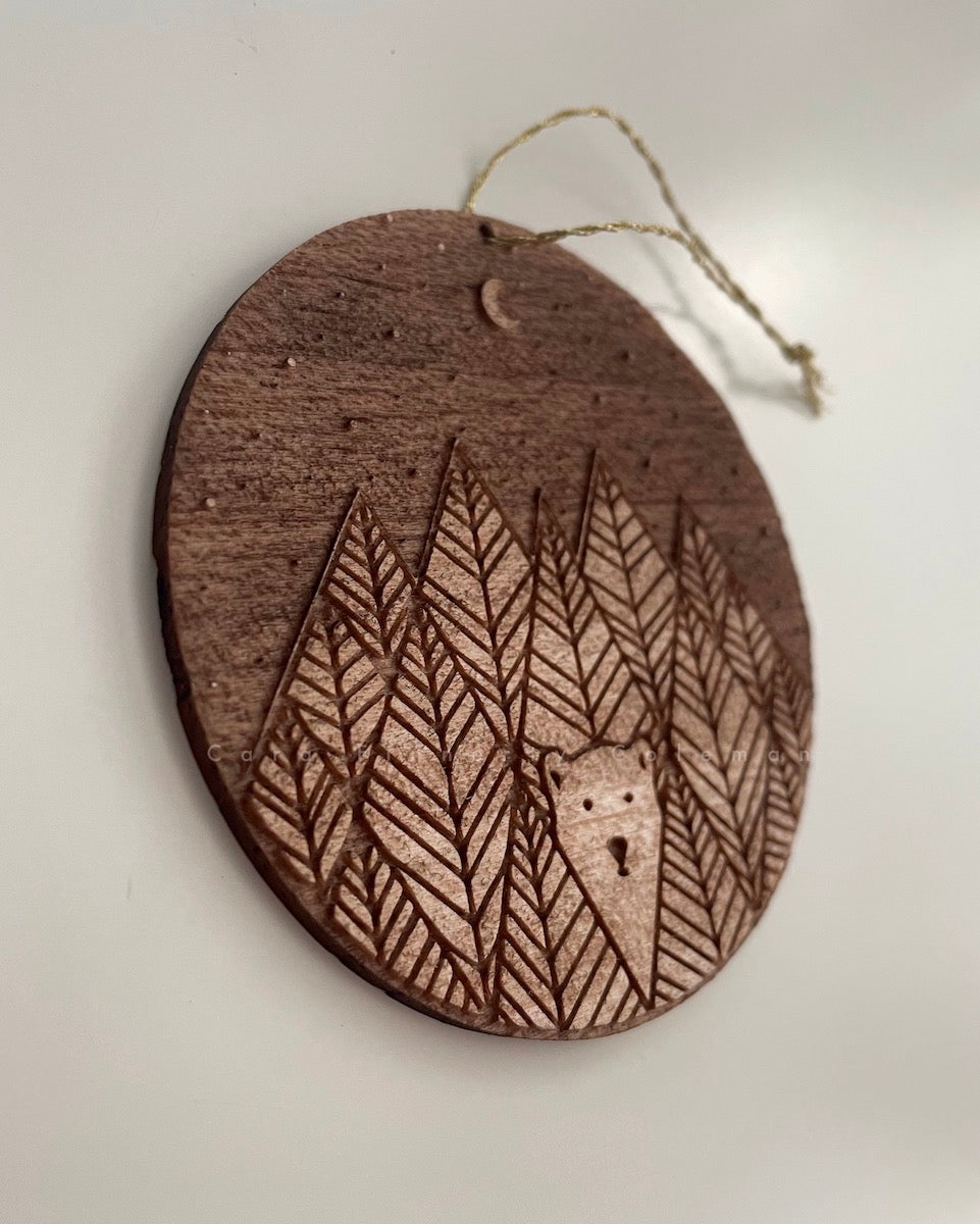 Balsa Bear Wooden Holiday Ornament ©Cara Finnerty Coleman