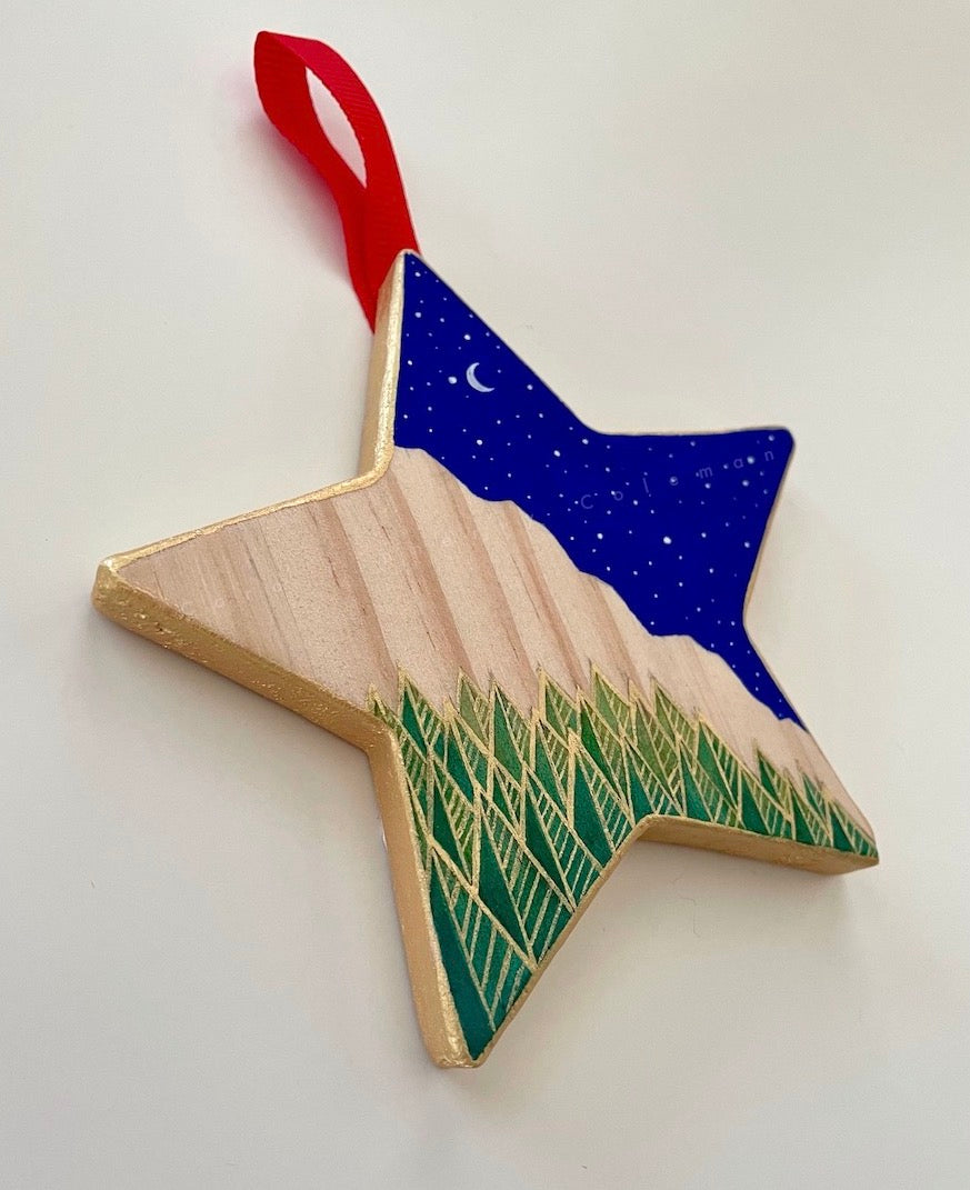 Hand-Painted Deep Woods Holiday Ornament ©Cara Finnerty Coleman