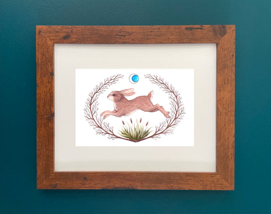 "Run Rabbit Run" Matted Fine Art Print ©Cara Finnerty Coleman