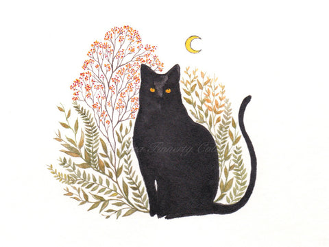 "Black Cat" Matted Fine Art Print ©Cara Finnerty Coleman