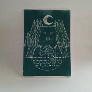 "Gone Fishing" Linoleum Block Print ©Cara Finnerty Coleman