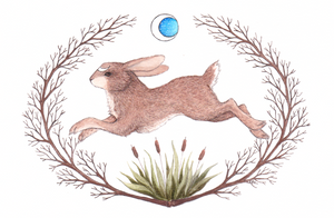 "Run Rabbit Run" Matted Fine Art Print ©Cara Finnerty Coleman