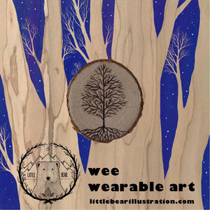 Hand-Painted Tree of Life Wooden Brooch©Cara Finnerty Coleman