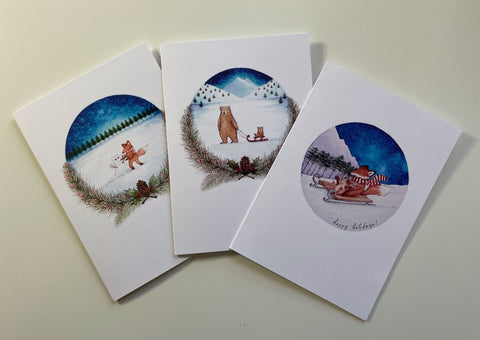 Woodland Holiday Greeting Card Set ©Cara Finnerty Coleman