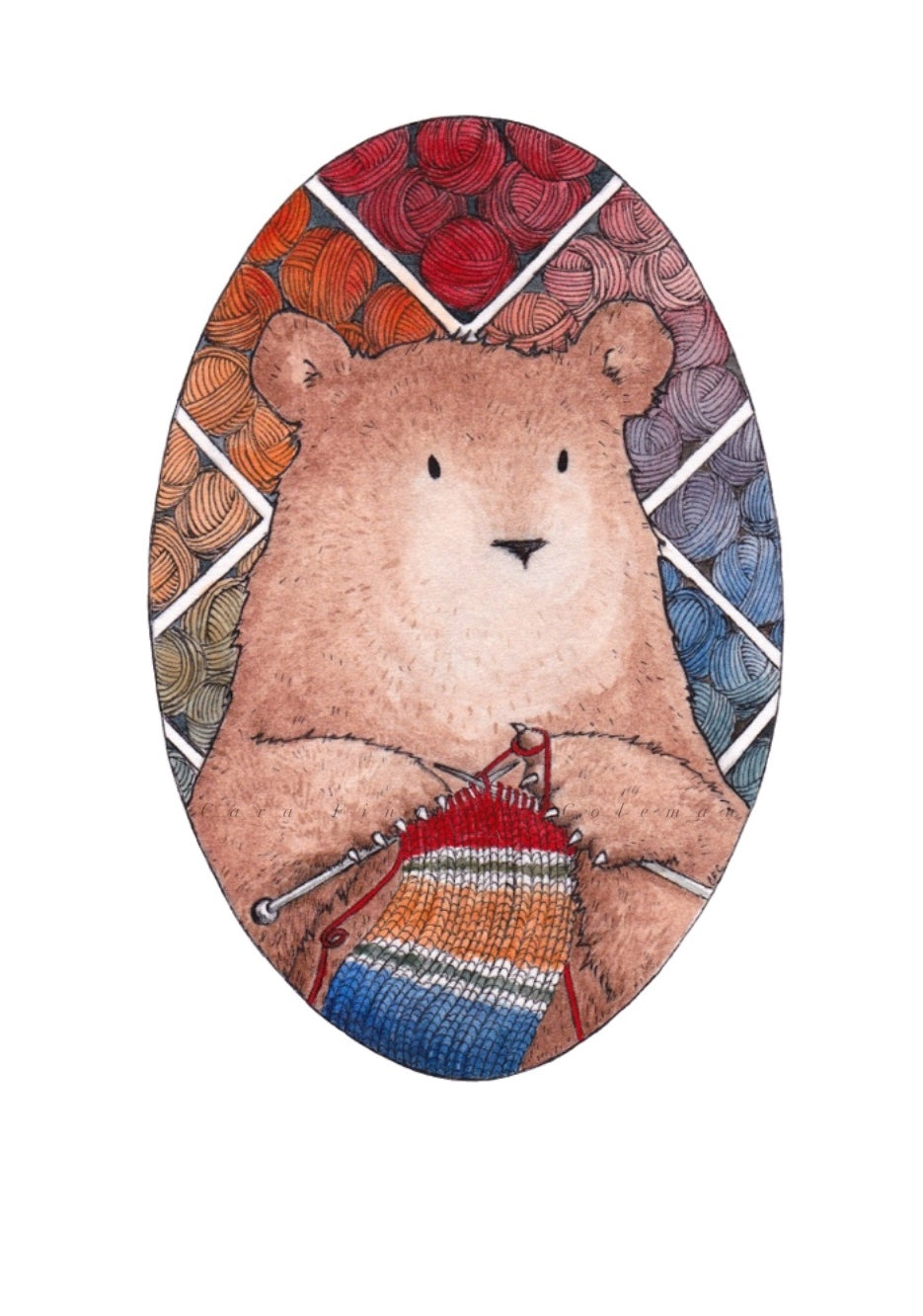 "Knitting Bear" Fine Art Print ©Cara Finnerty Coleman